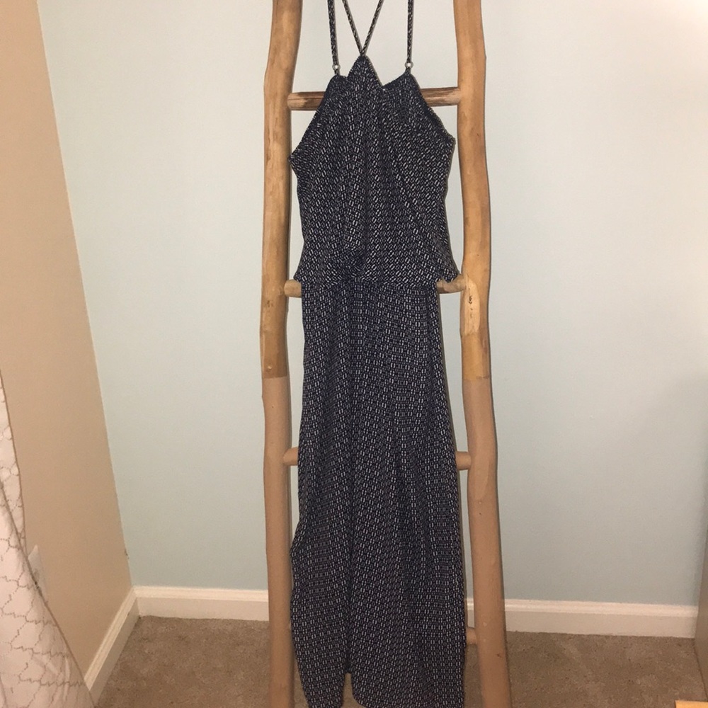 Navy and white jumpsuit